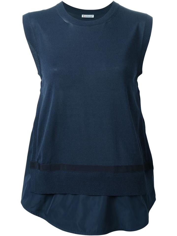 Moncler Layered Tank Top, Women's, Size: Small, Blue, Cotton/viscose/polyester