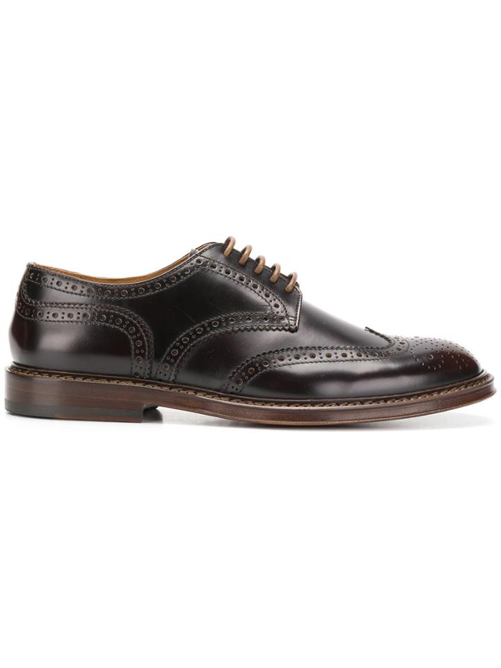 Doucal's Embossed Detail Brogues - Brown