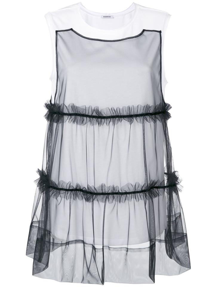 P.a.r.o.s.h. Layered Ruffle Vest Top - Black