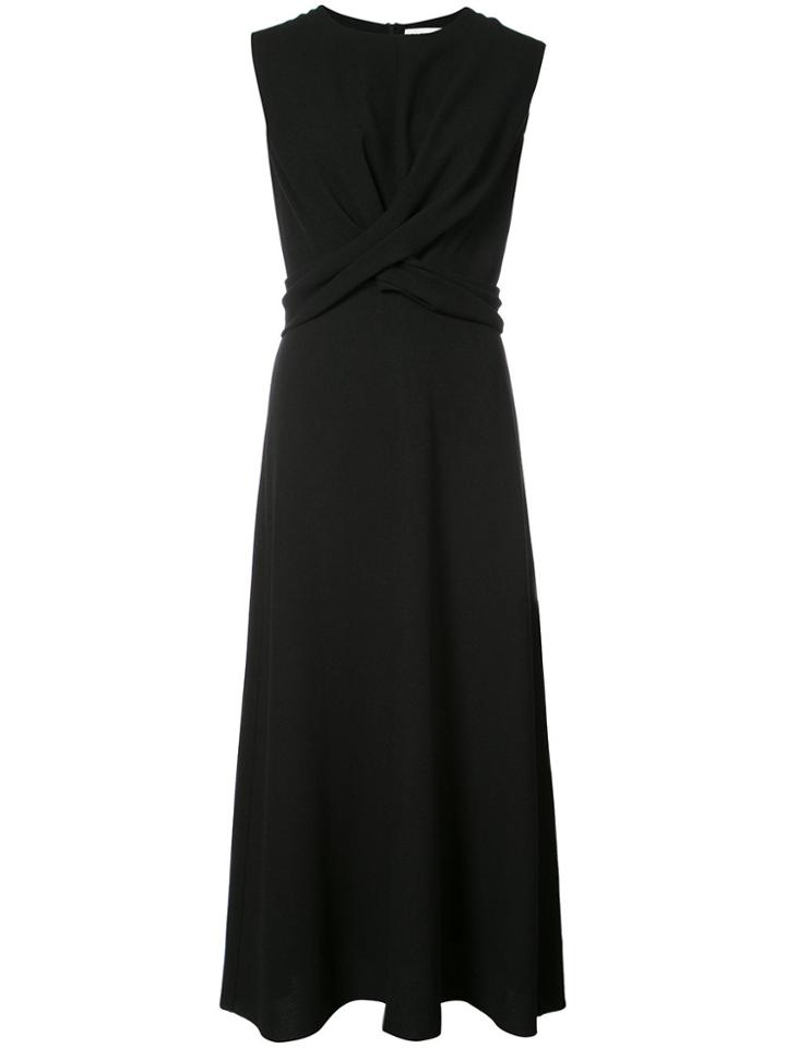 Partow Ruched Front Midi Dress - Black