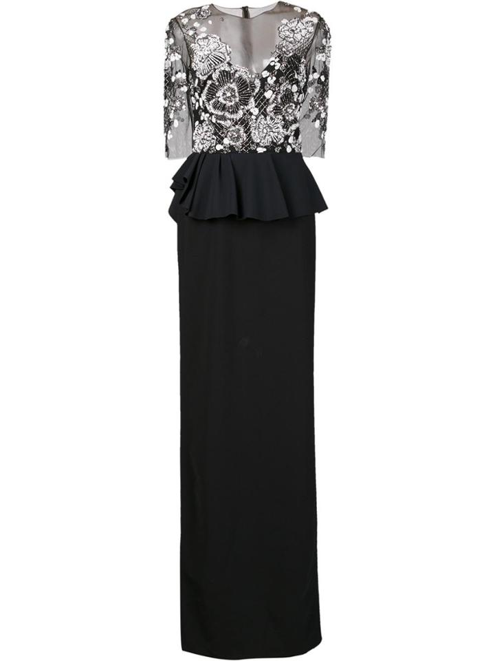 Marchesa Notte Embellished Top Gown - Black