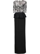 Marchesa Notte Embellished Top Gown - Black