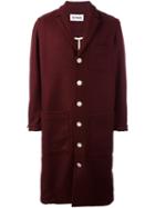 Sunnei Single Breasted Coat, Men's, Size: Medium, Red, Polyamide/wool