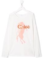 Chloé Kids Teen Horse Print Top - White