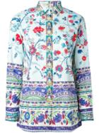 Etro Floral Print Shirt, Women's, Size: 46, Blue, Cotton/spandex/elastane