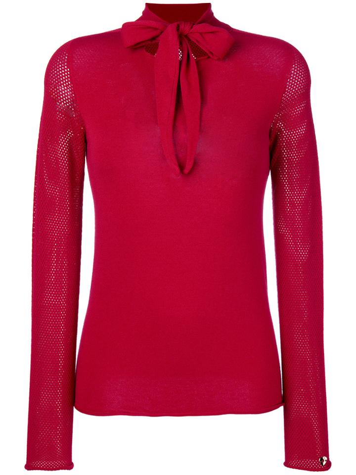 Twin-set Neck Tie Sweatshirt - Red