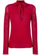 Twin-set Neck Tie Sweatshirt - Red