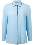 Prada Contrast Shirt, Women's, Size: 44, Blue, Silk