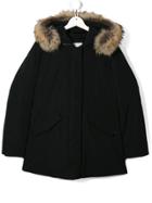 Woolrich Kids Raccoon Fur Hooded Jacket - Black