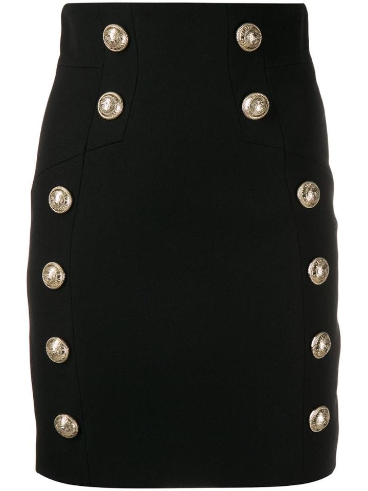 Balmain Decorative Button Short Skirt - Black