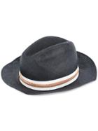 Lanvin Contrast Ribbon Fedora Hat - Blue