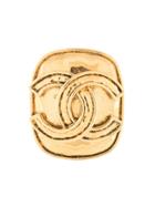 Chanel Pre-owned Square Cc Brooch - Gold