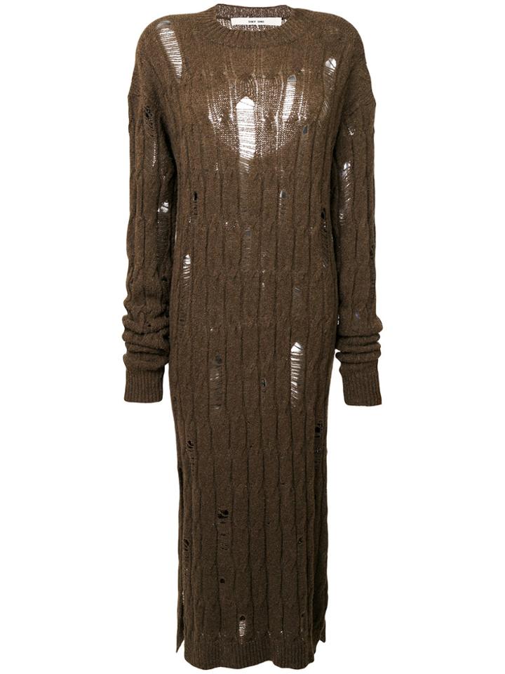 Damir Doma Distressed Cable Knit Dress - Brown