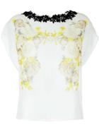Giambattista Valli - Embroidered Appliqué Floral Blouse - Women - Silk/cotton/polyester - 44, White, Silk/cotton/polyester