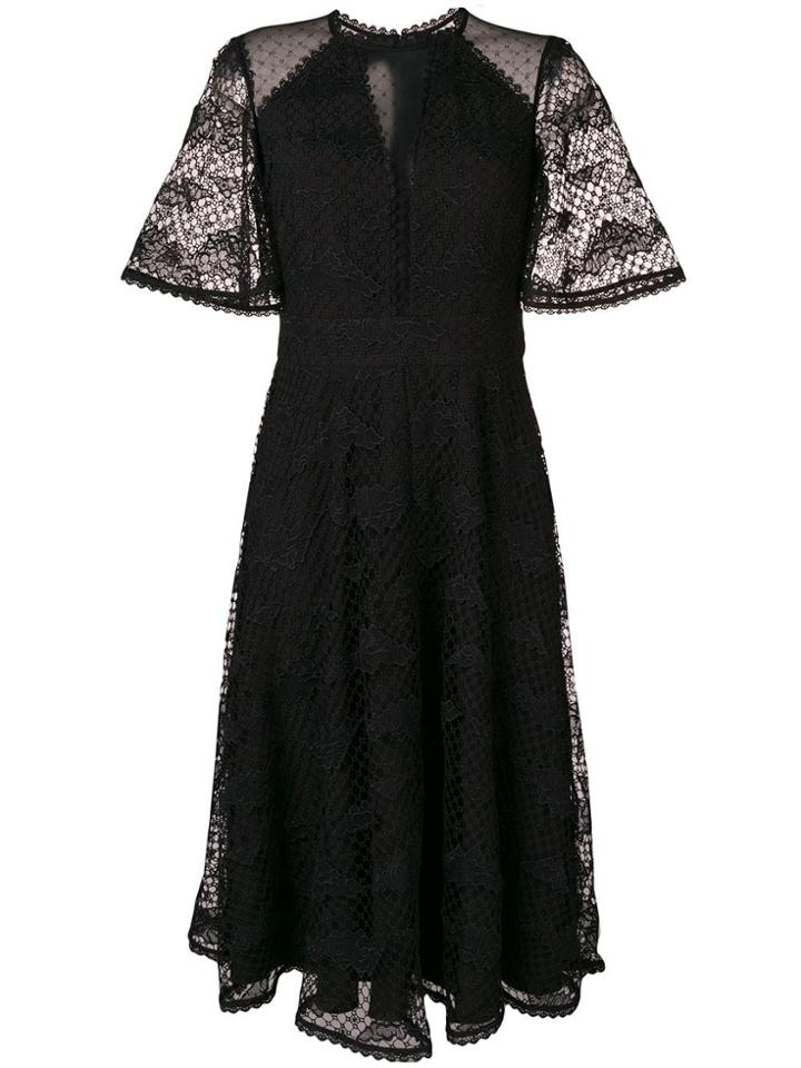 Temperley London Haze Lace Sleeved Dress - Black