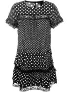 Marc By Marc Jacobs Polka Dot Print Ruffled Dress, Women's, Size: 10, Black, Viscose/polyester