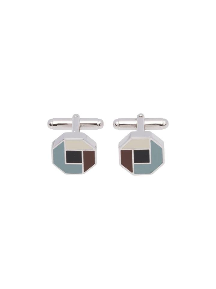 Prada Silver And Enamel Cufflinks - Blue