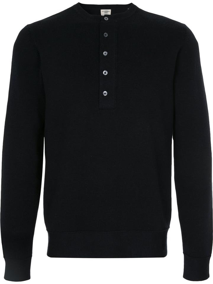 Kent & Curwen Long Sleeved Button Up Sweatshirt - Blue