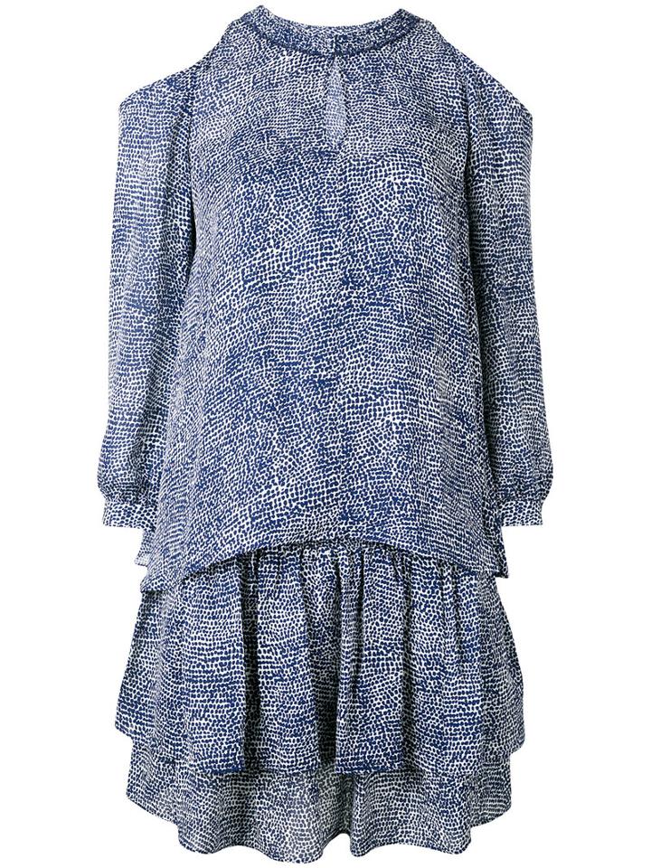 Derek Lam 10 Crosby - Layered Off-shoulder Dress - Women - Silk/polyester - 6, Blue, Silk/polyester
