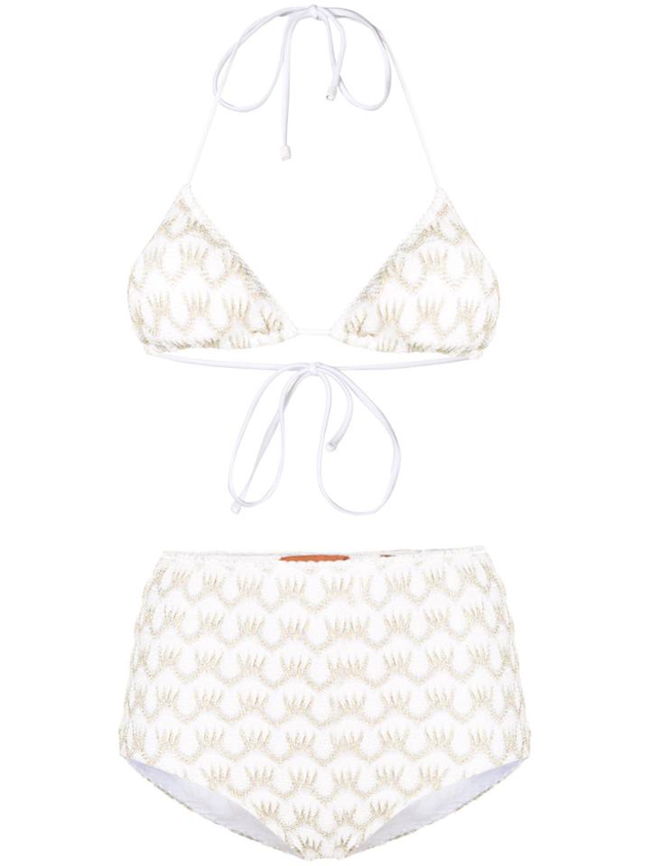 Missoni Mare Striped Triangle Bikini Top - White
