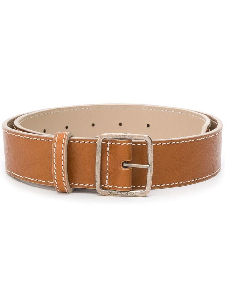 Golden Goose Branded Buckle Belt - Brown