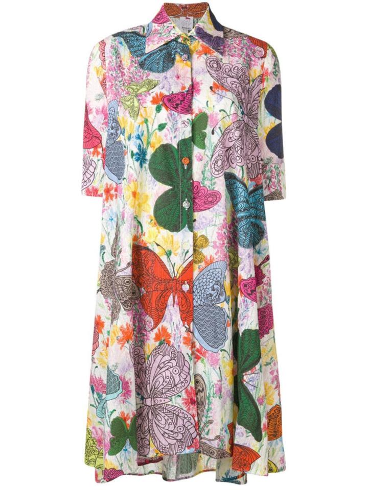 Ultràchic Butterfly Print Shirt Dress - Pink
