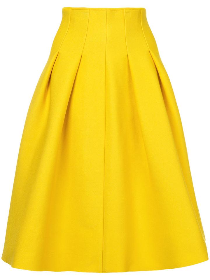 Le Ciel Bleu - Tuck Knit Skirt - Women - Nylon/acetate - 36, Yellow/orange, Nylon/acetate