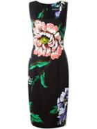 Marco Bologna Flower Print Fitted Dress, Women's, Size: 48, Black, Cotton/spandex/elastane