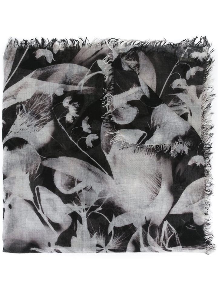 Faliero Sarti Floral Print Scarf, Women's, Grey, Silk/cashmere