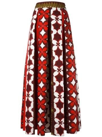 Valentino Cuban Flower Print Panama Skirt, Women's, Size: 42, Cotton/linen/flax