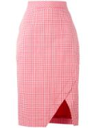 Altuzarra Checked Skirt, Women's, Size: 36, Red, Cotton/spandex/elastane/polyester/viscose