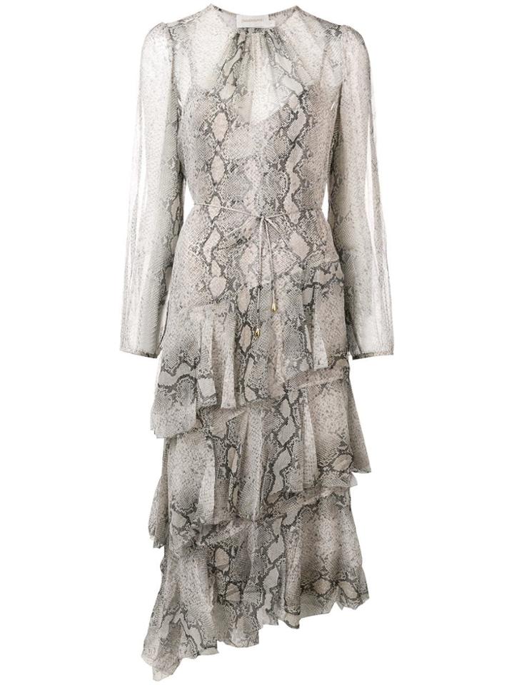 Zimmermann Python Print Asymmetric Dress - Neutrals