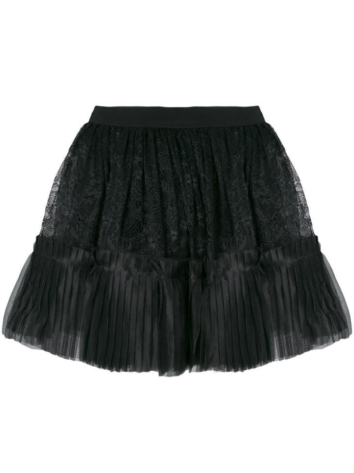 Amen Full Lace Pleated Skirt - Black