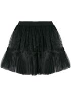 Amen Full Lace Pleated Skirt - Black