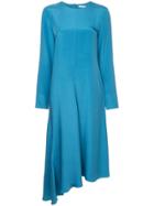 Tibi Asymmetrical Dress Fringe Back - Blue