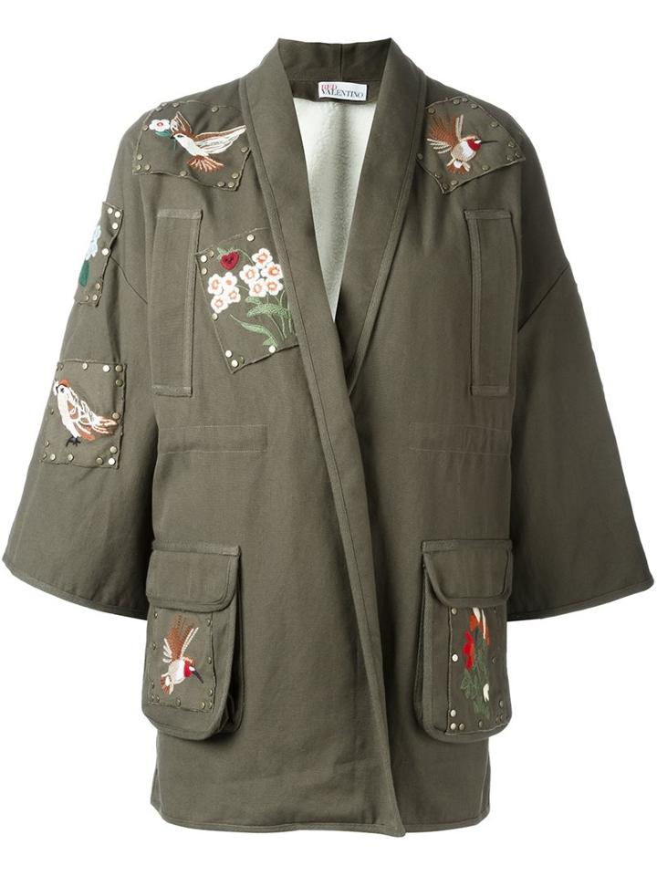 Red Valentino Embroidered Patch Coat