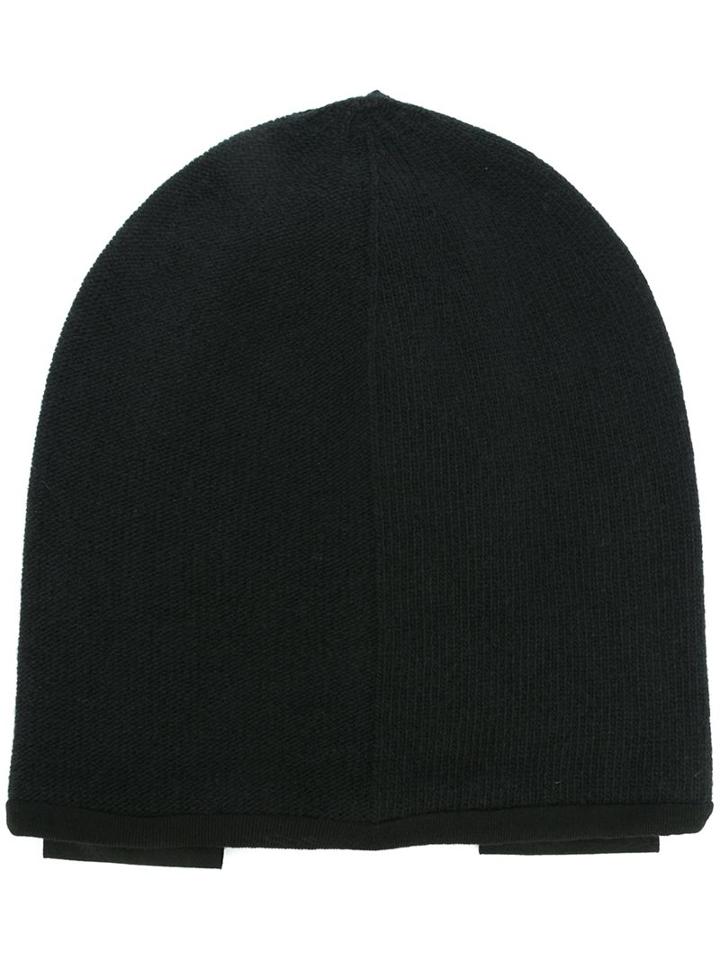 Ilaria Nistri Ribbed Beanie, Women's, Black, Leather/cashmere/wool/modal