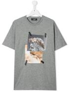Neil Barrett Kids Contrast Print T-shirt - Grey