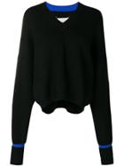 Maison Margiela Elongated Sleeve V-neck Sweater - Black