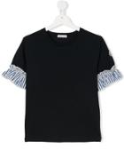 Moncler Kids Ruffle Cuff T-shirt - Blue
