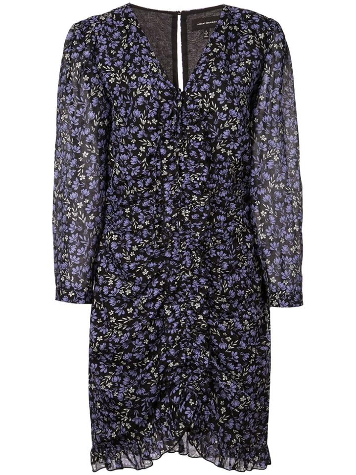 Robert Rodriguez Studio Floral Print Ruched Dress - Purple