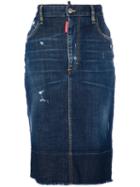 Dsquared2 - Denim Skirt - Women - Cotton/polyester/spandex/elastane - 44, Blue, Cotton/polyester/spandex/elastane