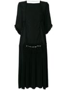 Veronique Branquinho Kaftan Dress With Pleated Embroidered Front -