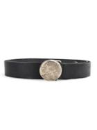 Werkstatt:münchen Round Buckle Belt, Men's, Size: Small, Black, Calf Leather/sterling Silver