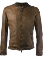 Giorgio Brato Zipped Leather Jacket, Men's, Size: 48, Brown, Silk/leather/spandex/elastane