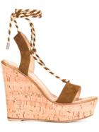 Gianvito Rossi Lace-up Wedge Sandals - Brown