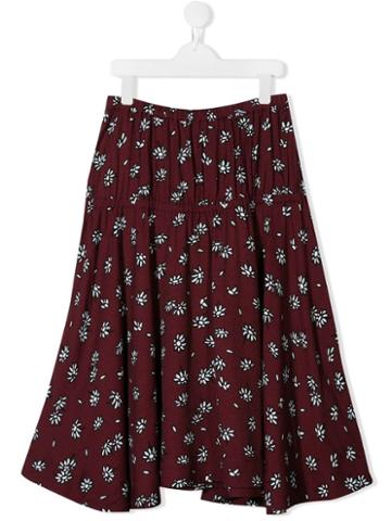 Marni Kids Floral Pattern Ruched Skirt - Red