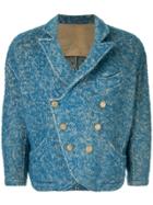 Yohji Yamamoto Vintage Oversized Double-breasted Tweed Jacket - Blue