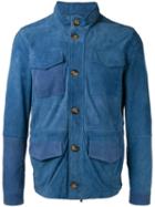 Eleventy Four Pocket Patchwork Jacket, Men's, Size: 54, Blue, Cotton/suede/spandex/elastane/polyester