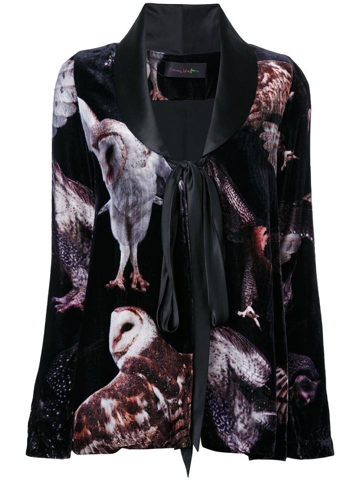 Romance Was Born - 'bird Of Prey' Velvet Jacket - Women - Silk/viscose - 12, Black, Silk/viscose